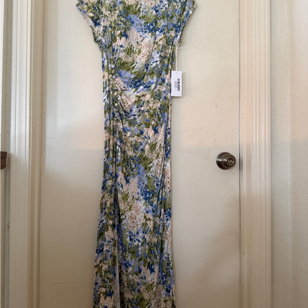 Floral Maxi Dress - Blue and Green